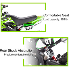 49cc Gas Powered 2-Stroke Mini Dirt Bike,10 Inch Off-Road Motorcycle Tires for Rough Terrain