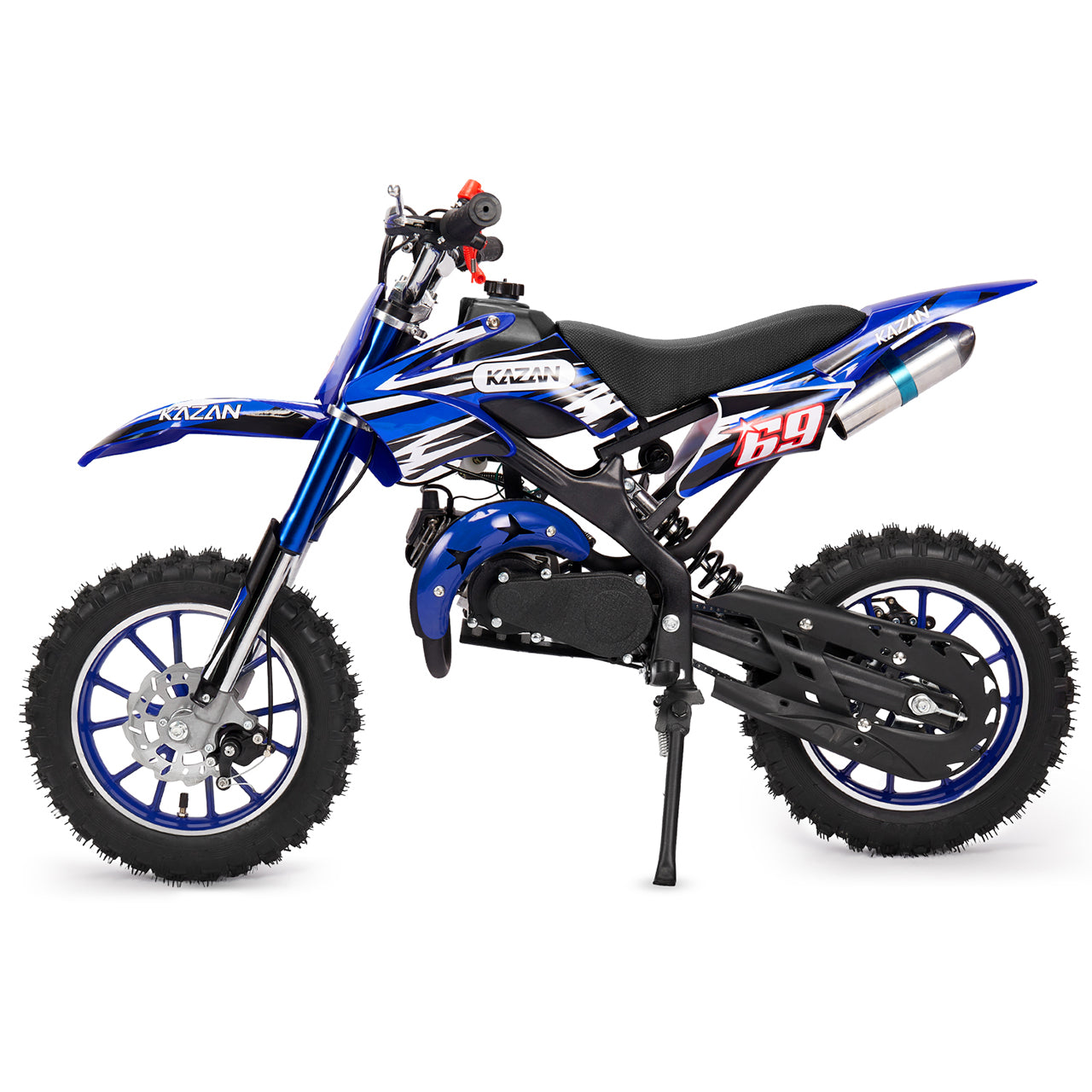 49cc Mini Dirt Bike for Kids | 2-Stroke Gas Powered Off-Road Motorcycle | 10" Wheels | Ages 6-12 | Blue