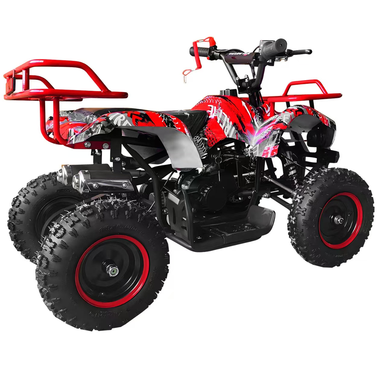 49cc Gas Powered Kids ATV – 6” All-Terrain Tires, 2-Stroke Engine, Disc Brakes | Off-Road Mini Quad for Ages 5–10|Red