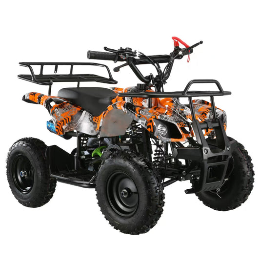 49cc Gas Powered Kids ATV – 6” All-Terrain Tires, 2-Stroke Engine, Disc Brakes | Off-Road Mini Quad for Ages 5–10| Orange