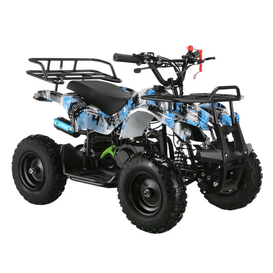 49cc Gas Powered Kids ATV – 6” All-Terrain Tires, 2-Stroke Engine, Disc Brakes | Off-Road Mini Quad for Ages 5–10|Blue