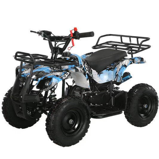 49cc Gas Powered Kids ATV – 6” All-Terrain Tires, 2-Stroke Engine, Disc Brakes | Off-Road Mini Quad for Ages 5–10|Blue