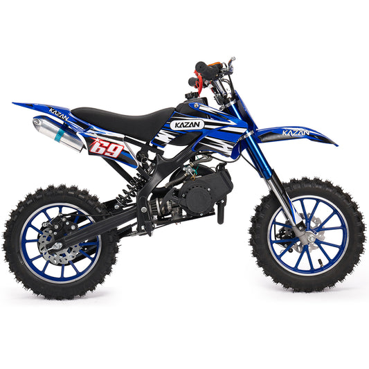 49cc Mini Dirt Bike for Kids | 2-Stroke Gas Powered Off-Road Motorcycle | 10" Wheels  | Ages 6-12 | Blue