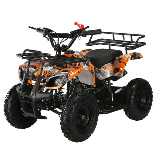 49cc Gas Powered Kids ATV – 6” All-Terrain Tires, 2-Stroke Engine, Disc Brakes | Off-Road Mini Quad for Ages 5–10| Orange