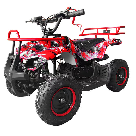 49cc Gas Powered Kids ATV – 6” All-Terrain Tires, 2-Stroke Engine, Disc Brakes | Off-Road Mini Quad for Ages 5–10|Red